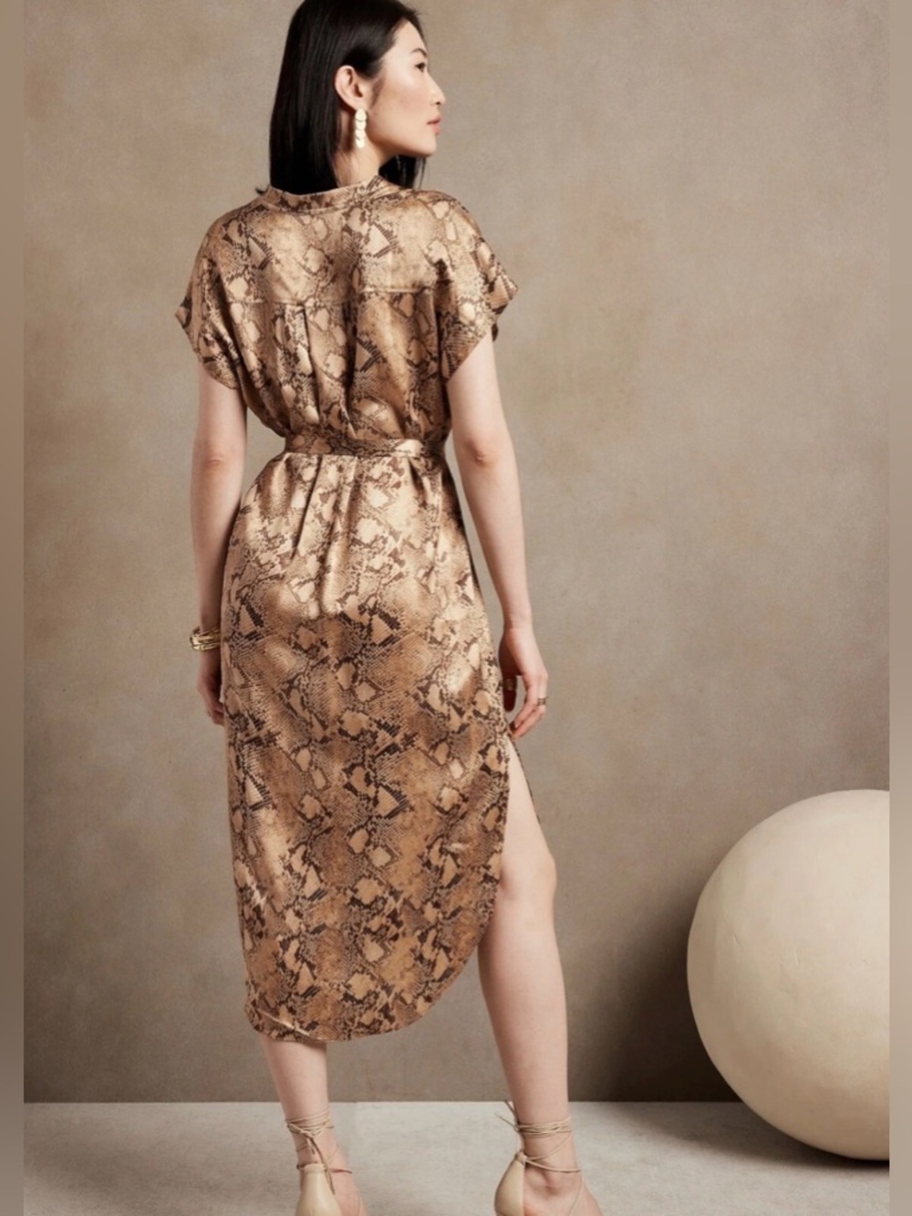 Banana Republic Serenade Silk Shirtdress in Snake Print, sz small